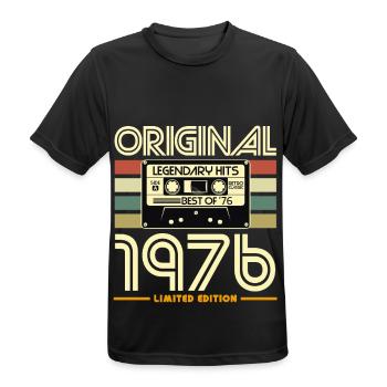 Original 1976 Cassette Vintage - Men's Breathable T-Shirt - black - Front - AI Model Male 178 light (178cm)