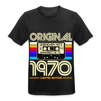 Original 1970 Cassette Retro Édition - T-shirt respirant Homme - noir - Devant - AI Model Male 178 light (178cm)