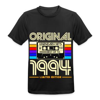 Original 1994 Limited Edition Cassette - T-shirt respirant Homme - noir - Devant - AI Model Male 178 light (178cm)