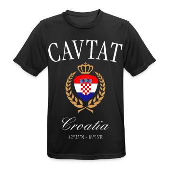 Cavtat Kroatien Wappen Krone – Reise Souvenir - Männer T-Shirt atmungsaktiv - Schwarz - Vorne - AI Model Male 178 light (178cm)
