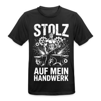 Stolz auf mein Handwerk, Handwerker Beruf Geschenk - Männer T-Shirt atmungsaktiv - Schwarz - Vorne - AI Model Male 178 light (178cm)