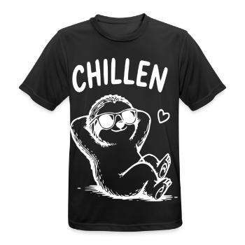 Chillen Faultier Cartoon mit Sonnenbrille - Männer T-Shirt atmungsaktiv - Schwarz - Vorne - AI Model Male 178 light (178cm)
