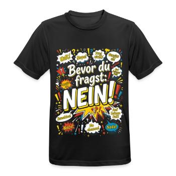 Bevor du fragst: Nein! Retro Comic - Männer T-Shirt atmungsaktiv - Schwarz - Vorne - AI Model Male 178 light (178cm)