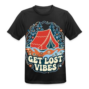 Get Lost Vibes Retro Camping - Männer T-Shirt atmungsaktiv - Schwarz - Vorne - AI Model Male 178 light (178cm)