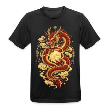 Chinesischer Drache – Sternzeichen Tierhoroskop - Männer T-Shirt atmungsaktiv - Schwarz - Vorne - AI Model Male 178 light (178cm)