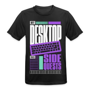 Computerhumor – My Desktop Has Side Quests - Männer T-Shirt atmungsaktiv - Schwarz - Vorne - AI Model Male 178 light (178cm)