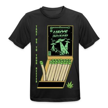UFO Invasion Vintage Poster Design - Männer T-Shirt atmungsaktiv - Schwarz - Vorne - AI Model Male 178 light (178cm)