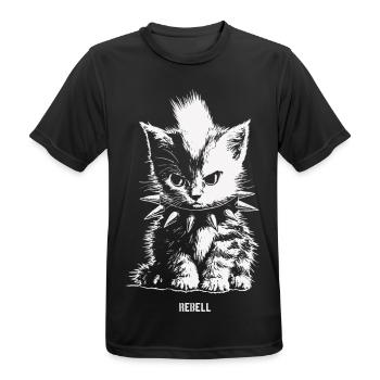 Rebell Kitten - Männer T-Shirt atmungsaktiv - Schwarz - Vorne - AI Model Male 178 light (178cm)
