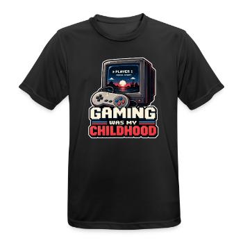 Gaming war meine Kindheit - Männer T-Shirt atmungsaktiv - Schwarz - Vorne - AI Model Male 178 light (178cm)