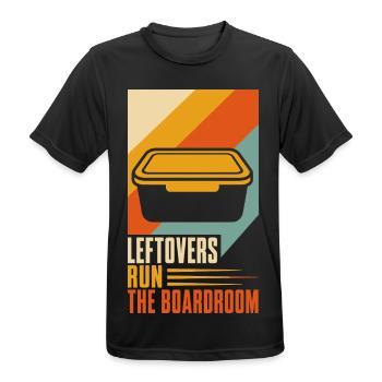 Bürohumor – Leftovers Run the Boardroom - Männer T-Shirt atmungsaktiv - Schwarz - Vorne - AI Model Male 178 light (178cm)