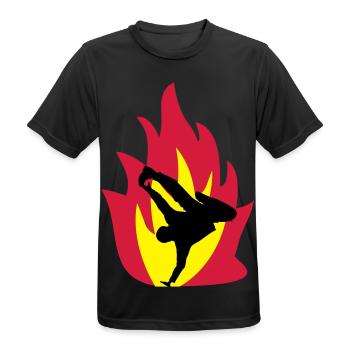 Breakdancer im Feuer - Männer T-Shirt atmungsaktiv - Schwarz - Vorne - AI Model Male 178 light (178cm)