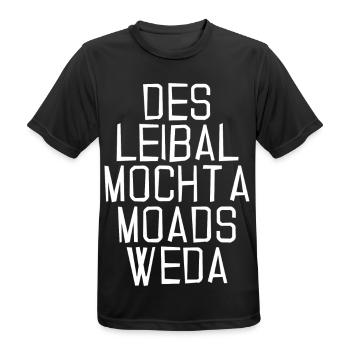 des Leibal mocht a moads Weda-das Shirt ist super - Männer T-Shirt atmungsaktiv - Schwarz - Vorne - AI Model Male 178 light (178cm)