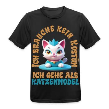 Katzenmodel - Karneval - Männer T-Shirt atmungsaktiv - Schwarz - Vorne - AI Model Male 178 light (178cm)