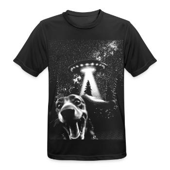 OVNI et Chien Chemise Fun Shirt - T-shirt respirant Homme - noir - Devant - AI Model Male 178 light (178cm)
