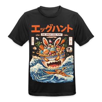 La Grande Chasse aux œufs – Style rétro japonais de Pâques - T-shirt respirant Homme - noir - Devant - AI Model Male 178 light (178cm)