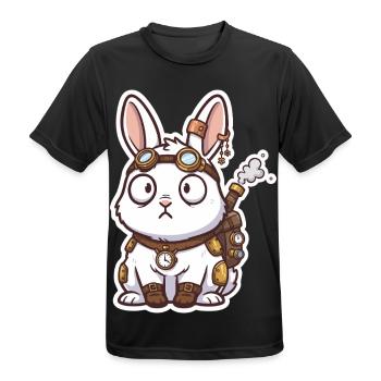 Lapin Steampunk Messager Sac-à-Dos Vapeur - T-shirt respirant Homme - noir - Devant - AI Model Male 178 light (178cm)