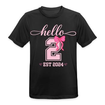 Hello 2 Est 2024 Pink Bow Design - Men's Breathable T-Shirt - black - Front - AI Model Male 178 light (178cm)