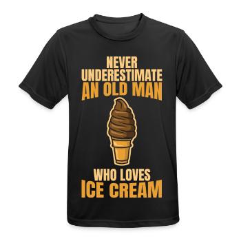 Unterschätze nie alte Eiscreme Liebhaber - Männer T-Shirt atmungsaktiv - Schwarz - Vorne - AI Model Male 178 light (178cm)