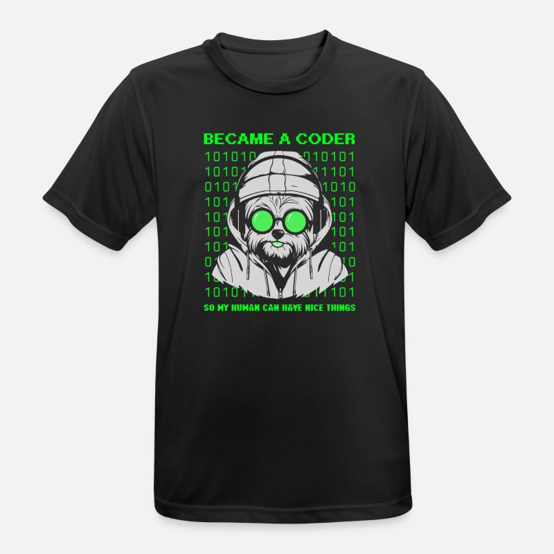 Became a Coder – Cyber Dog Binary - Männer T-Shirt atmungsaktiv - Schwarz