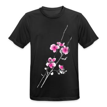Cherry Blossom Blossoms Branch Branch - Men's Breathable T-Shirt - black - Front - AI Model Male 178 light (178cm)