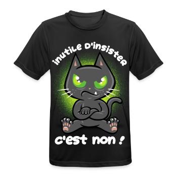 Chat têtu - T-shirt respirant Homme - noir - Devant - AI Model Male 178 light (178cm)