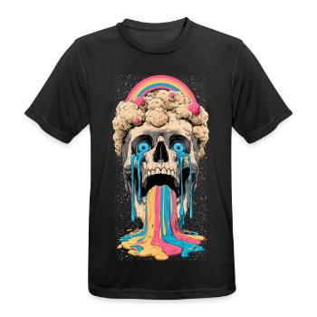 Arc-en-ciel du crâne psychédélique - T-shirt respirant Homme - noir - Devant - AI Model Male 178 light (178cm)