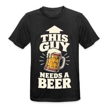 This Guy Needs a Beer – Bier Spruch - Männer T-Shirt atmungsaktiv - Schwarz - Vorne - AI Model Male 178 light (178cm)