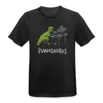 Pianosaurus Rex - Piano jouant au dinosaure - T-shirt respirant Homme - noir - Devant - AI Model Male 178 light (178cm)