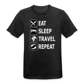 manger, voyager, voyager - T-shirt respirant Homme - noir - Devant - AI Model Male 178 light (178cm)