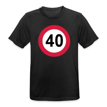 40.Birthday , 40 Years , 40 Traffic Sign (25) - Men's Breathable T-Shirt - black - Front - AI Model Male 178 light (178cm)