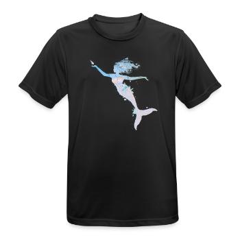 playful mermaid in cool pastel colors - Men's Breathable T-Shirt - black - Front - AI Model Male 178 light (178cm)