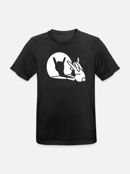 Lustige Kaninchen Schatten Hand Cartoon ROCK Musik METAL - Männer T-Shirt atmungsaktiv - Schwarz