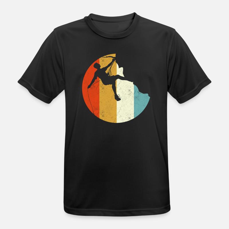 Climber Silhouette on Rainbow Gradient Globe - Men's Breathable T-Shirt - black