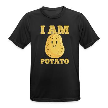 Kartoffel Kawaii - Männer T-Shirt atmungsaktiv - Schwarz - Vorne - AI Model Male 178 light (178cm)
