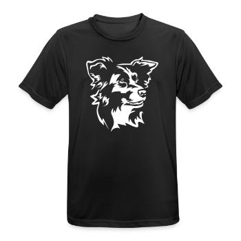 Border Collie Head "Black Edition" - Men's Breathable T-Shirt - black - Front - AI Model Male 178 light (178cm)