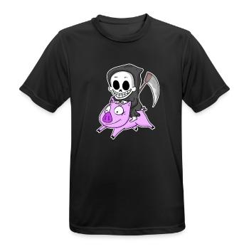Faucheuse et Cochon - T-shirt respirant Homme - noir - Devant - AI Model Male 178 light (178cm)