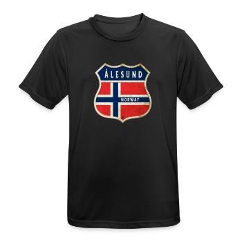 Ålesund Norway Coat of Arms Flags Design - Men's Breathable T-Shirt - black - Front - AI Model Male 178 light (178cm)