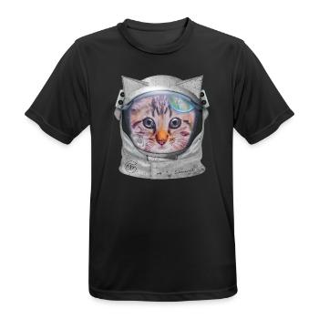 Cat in space - Men's Breathable T-Shirt - black - Front - AI Model Male 178 light (178cm)
