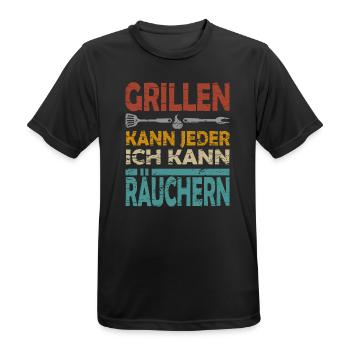 GRILLEN KANN JEDER ICH KANN RÄUCHERN - Männer T-Shirt atmungsaktiv - Schwarz - Vorne - AI Model Male 178 light (178cm)