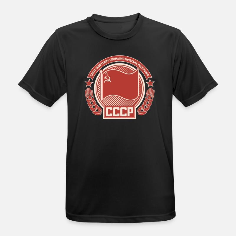 Soviet Emblem Wreath Flag Pattern - Men's Breathable T-Shirt - black