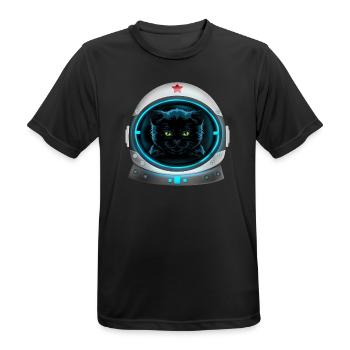 angry space cat astronaut - Men's Breathable T-Shirt - black - Front - AI Model Male 178 light (178cm)
