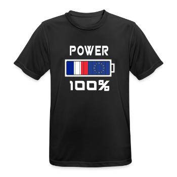 Europe et France Power 100% - T-shirt respirant Homme - noir - Devant - AI Model Male 178 light (178cm)
