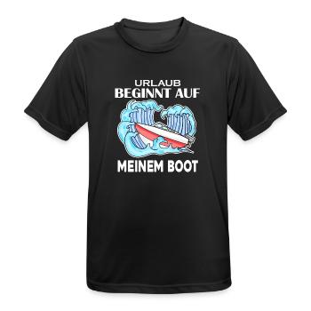 Urlaub Motorboot Kapitän Bootsführerschein - Männer T-Shirt atmungsaktiv - Schwarz - Vorne - AI Model Male 178 light (178cm)