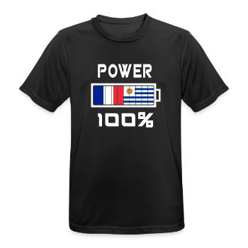 Uruguay et France Power 100 % - T-shirt respirant Homme - noir - Devant - AI Model Male 178 light (178cm)
