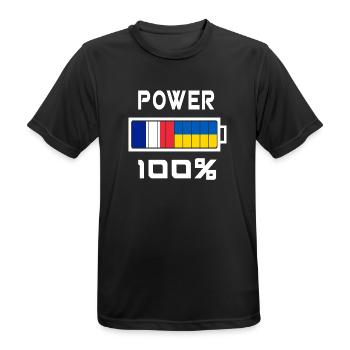 L'Ukraine et la France Power 100 % - T-shirt respirant Homme - noir - Devant - AI Model Male 178 light (178cm)