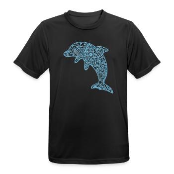 Dolphin T-Shirt Dauphin Dolphin Delfin Delfin Mandala - Männer T-Shirt atmungsaktiv - Schwarz - Vorne - AI Model Male 178 light (178cm)