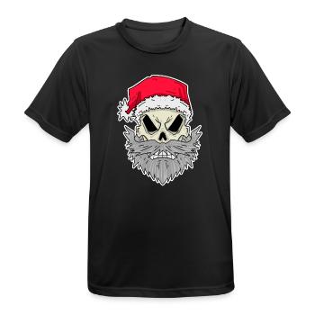 Weihnachtsmann Totenkopf - Männer T-Shirt atmungsaktiv - Schwarz - Vorne - AI Model Male 178 light (178cm)