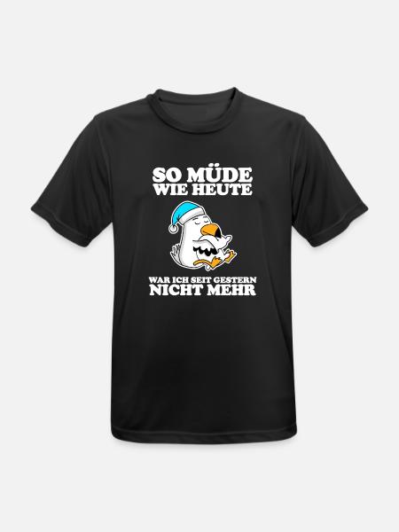 Müde Spruch lustig mit Möwe Motiv - Männer T-Shirt atmungsaktiv - Schwarz