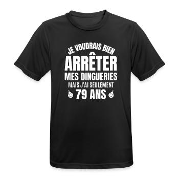 anniversaire 79 ans, anniversaire - T-shirt respirant Homme - noir - Devant - AI Model Male 178 light (178cm)
