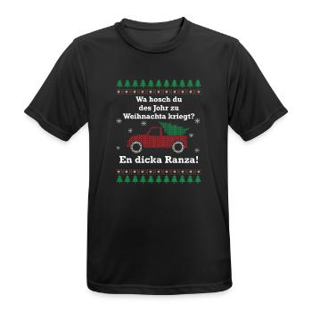 Wa hosch du des Johr zu Weihnachta kriegt? - Männer T-Shirt atmungsaktiv - Schwarz - Vorne - AI Model Male 178 light (178cm)